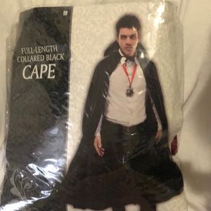 Mens black cape with red necklace